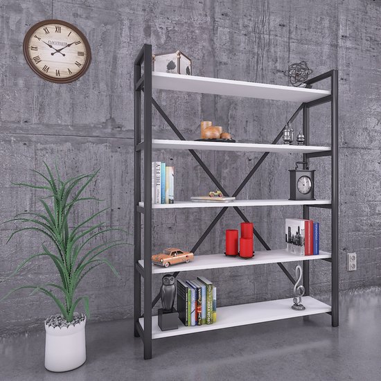 Industrieel Wandkast/Boekenkast/ NUTS /Open vakkenkast met hout en Metaal /180X90X35