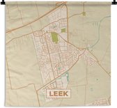 Wandkleed - Wanddoek - Leek - Vintage - Plattegrond - Kaart - Stadskaart - 90x90 cm - Wandtapijt