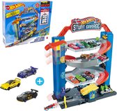 Hot Wheels stuntgarage + 2 extra raceauto's LIMITED EDITION