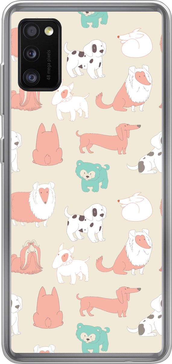 Telefoonhoesje Geschikt voor Samsung Galaxy A41 hoesje - Patroon - Hond - Puppy - Jongens - Meisjes - Kinderen - Kids - Siliconen Telefoonhoesje Telefoonhoesje