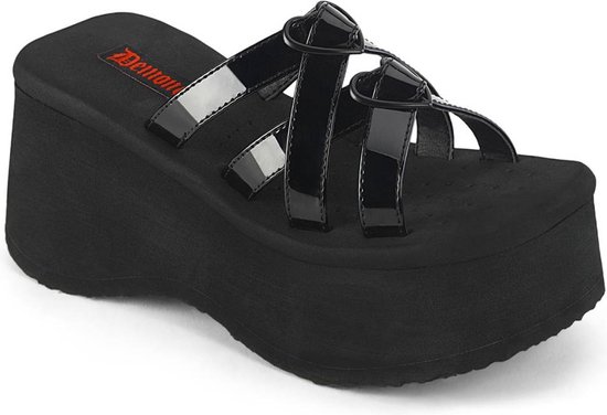 DemoniaCult - FUNN-15 Slippers - US 8 - 38 Shoes - Zwart