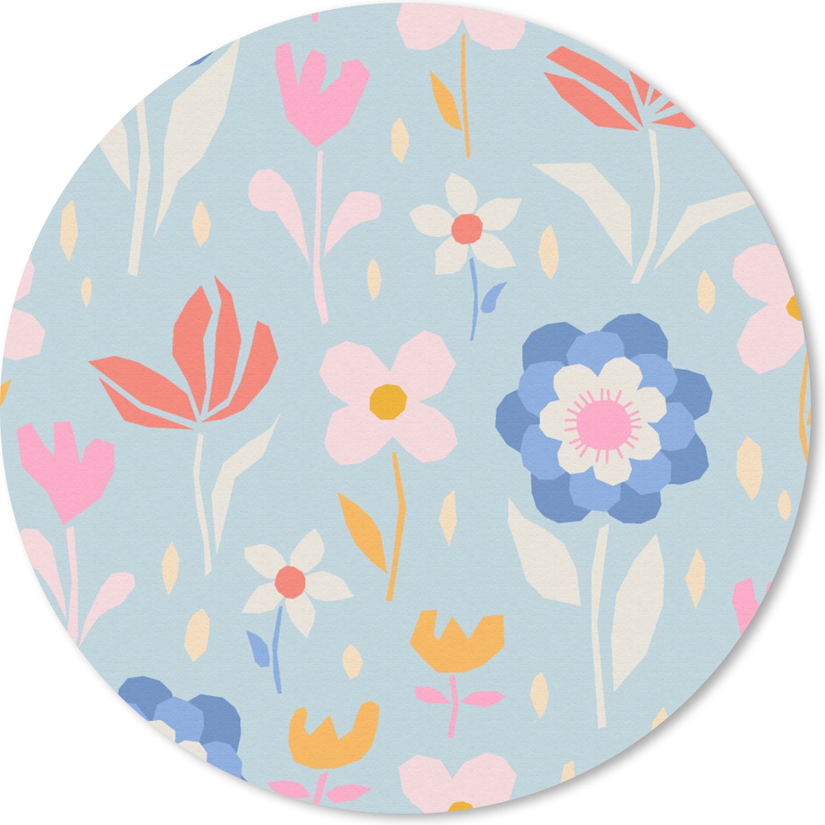 Muismat rond 40x40 cm - Mousepad Bloemen - Planten - Patroon - Ronde muismatten