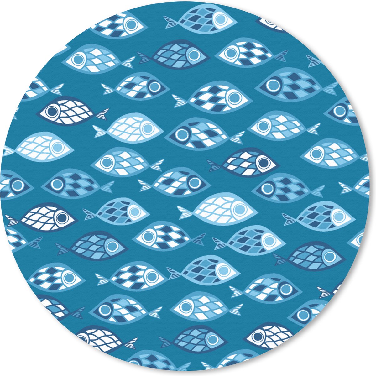 Muismat rond 20x20 cm - Mousepad Vissen - Blauw - Patronen - Ronde muismatten