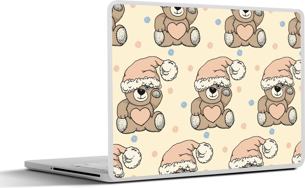 Laptop sticker - 11.6 inch - Knuffelbeer - Slaapmuts - Kinderen - Pastel - 30x21cm - Laptopstickers - Laptop skin - Cover