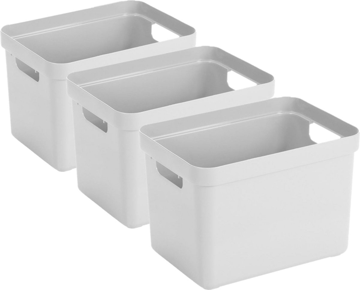 Sunware Opbergbox Sigma - 6x - kunststof - wit - 18 liter - Opbergbakken/opbergers - 35 x 25 x 25 cm