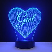 3D LED Lamp - Hart Met Naam - Giel