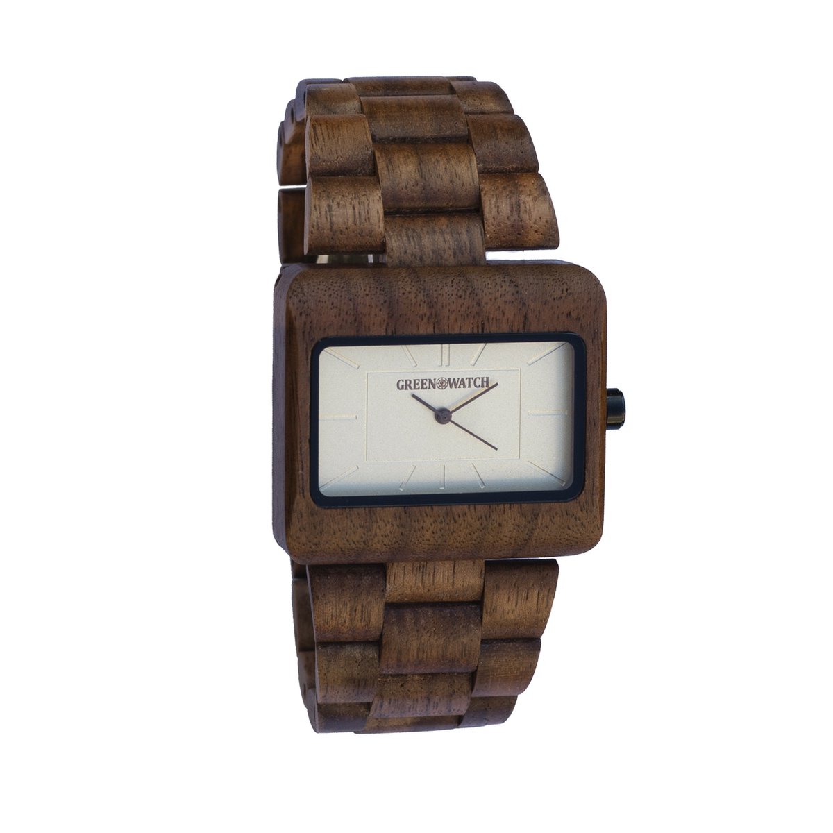 Greenwatch Chicago Houten Horloge Heren - Rechthoek - Walnoot