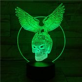 3D Led Lamp Met Gravering - RGB 7 Kleuren - Schedel Adelaar