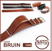 18mm Leder Nato Strap - licht Bruin Vintage James Bond - Nato Strap collectie leer - Mannen - lederen Horlogeband - 18 mm bandbreedte voor Seiko Casio Omega Rolex Tudor en meer!
