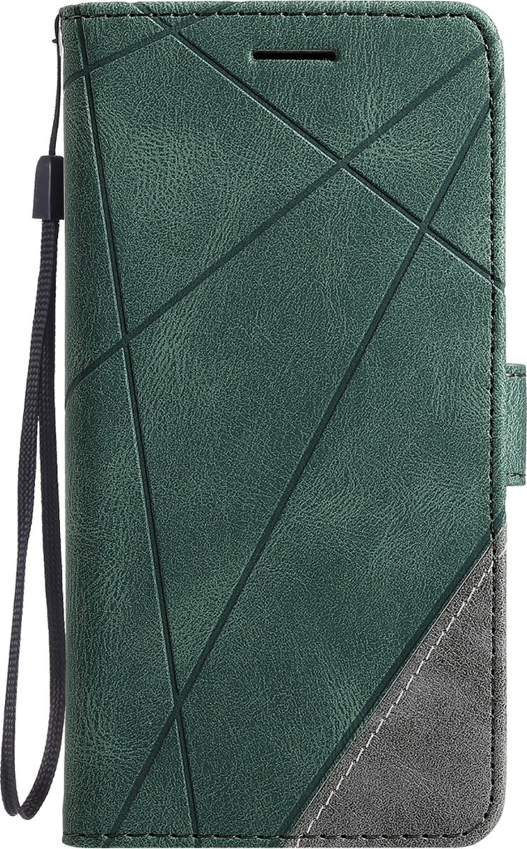 Mobigear Telefoonhoesje geschikt voor Apple iPhone 12 Pro Max Hoesje | Mobigear Rhombus Bookcase Portemonnee | Pasjeshouder voor 3 Pasjes | Telefoonhoesje voor Pinpas / OV Kaart / Rijbewijs - Groen