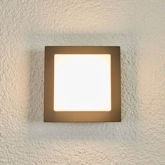 Lucande - LED wandlamp buiten - 1licht - aluminium, polycarbonaat - H: 14 cm - grafietgrijs, opaalwit - Inclusief lichtbron