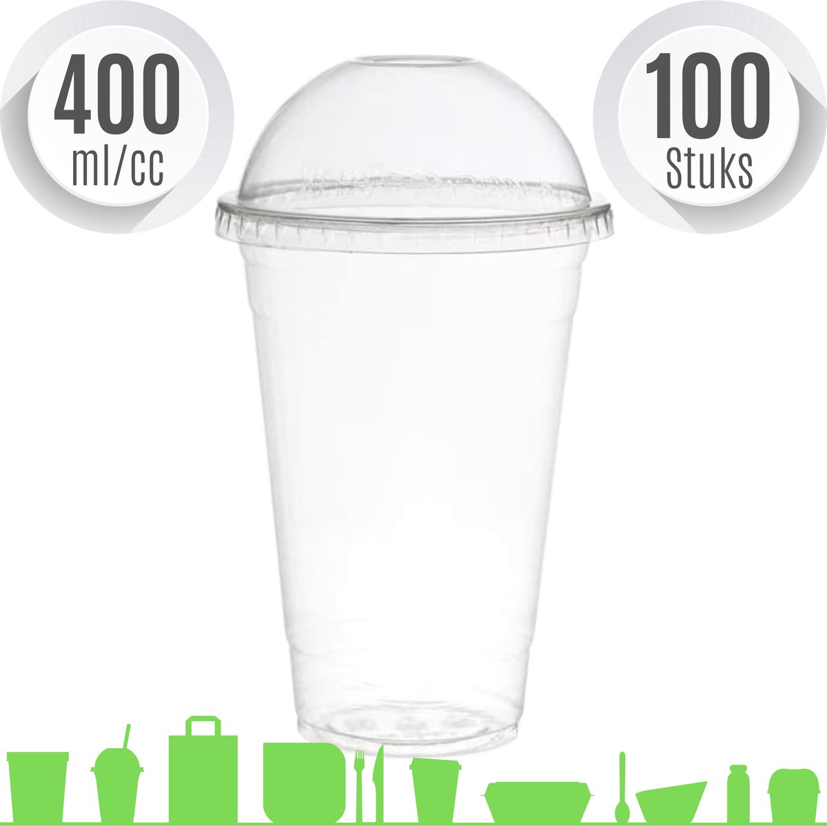 Couvercle dôme transparent en PLA pour gobelet jetable, biodégradable