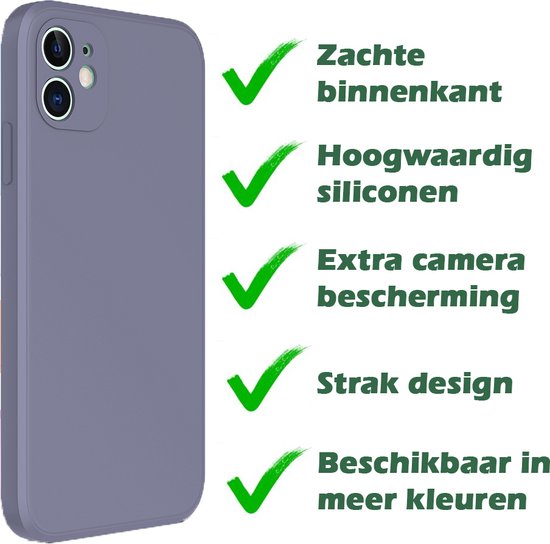 Paarsgrijs telefoonhoesje, zachte binnenkant, hoogwaardig siliconen, extra camera bescherming, strak design.
