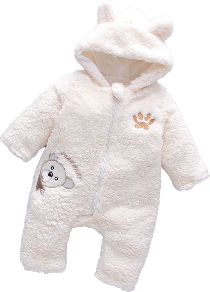 Budino® Baby Onesie - Baby Romper - Baby Pyjama - Baby Pakje - Baby Verkleedkleding - Carnavalskleding - Dier - Dear Beer - Wit - maat 86