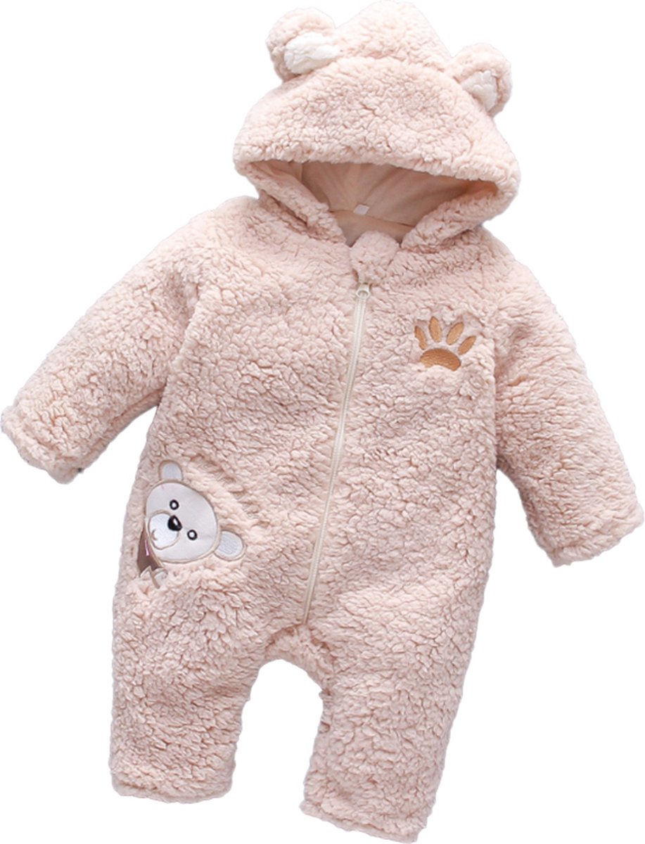 Budino® Baby Onesie - Baby Romper - Baby Pyjama - Baby Pakje - Baby Verkleedkleding - Carnavalskleding - Dier - Dear Beer - Beige - maat 62