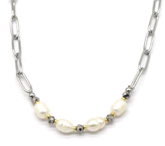 Collier Perles D'eau Douce 44cm - Occasion, Blanc, Perles Naturelles, Fabrication France, Sans Marque