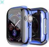 MY PROTECT - Hoesje Geschikt Voor Apple Watch 45mm Siliconen Bescherm Case - Screenprotector - Transparant/Blauw