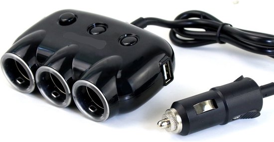 auto accessories sigarettenaansteker splitter - 2 Poorten USB - Auto Lader 3-delig - autolader usb - Autolader Splitter - Sigarettenaansteker - Auto Hub - Zwart - Ntech