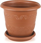 Pot de fleurs XXL couleur terre cuite avec relief 27L bac à fleurs jardinière de jardin d'herbes aromatiques