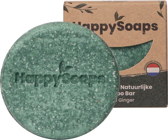 HappySoaps Shampoo Bar - Powerful Ginger - Dagelijks Gebruik en Normaal Haar - 100% Plasticvrij, Natuurlijk en Vegan - 70gr