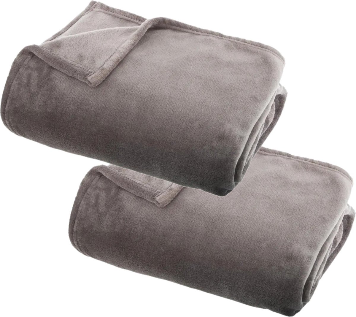 Atmosphera Plaid deken - 2x - grijs - polyester - 130 x 180 cm - Bankdeken - Fleece plaid