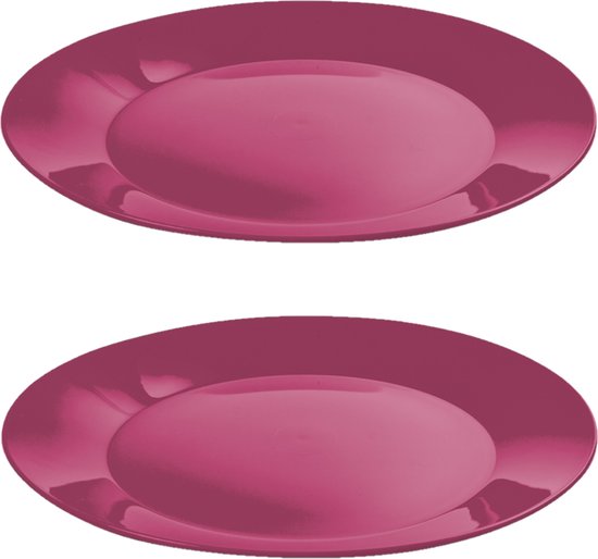 12x stuks ontbijt/diner bordjes hard kunststof 21 cm in het rood. Outdoor servies camping/picknick/verjaardag