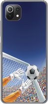 Geschikt voor Xiaomi 11T hoesje - Een illustratie van een keeper die de voetbal tegenhoudt - Jongetje - Meisjes - Kind - Siliconen Telefoonhoesje