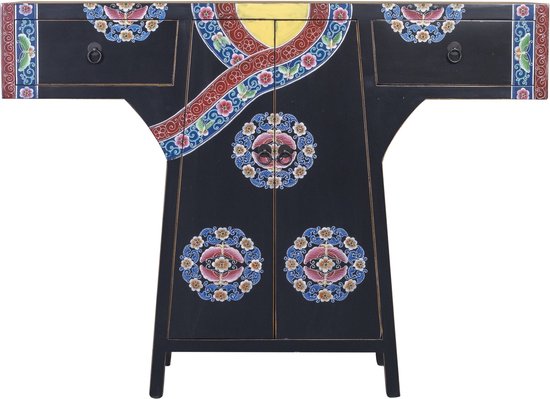 Fine Asianliving Chinese Kimono Kast Handgeschilderd B120xD35xH87cm Chinese Meubels Oosterse Kast