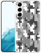 Galaxy S22+ Hoesje Pixel Camouflage Grey - Designed by Cazy