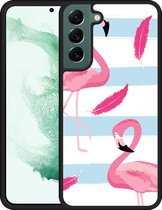 Galaxy S22+ Hardcase hoesje Flamingo Feathers - Designed by Cazy