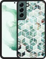 Galaxy S22+ Hardcase hoesje Groen Hexagon Marmer - Designed by Cazy