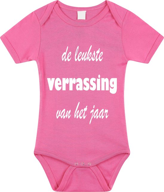Barboteuse Bébé avec joli texte | la meilleure surprise de l'année |annonce de grossesse | cadeau papa maman grand-père grand-mère oncle tante | cadeau de maternité | taille 92 rose