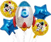 Astronaut ballon raket blauwe sterren folie ballonnen set 5 delig