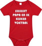 Rompertjes baby - papa en ik kijken voetbal - baby kleding met tekst - kraamcadeau jongen - maat 92 rood