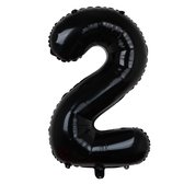 Folieballon / Cijferballon Zwart XL - getal 2 - 82cm