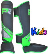 Punch Round Kids Kickboks Scheenbeschermers Evoke Zwart Groen Kids - 8 Jaar