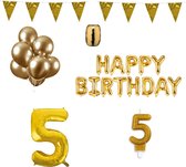 5 jaar Verjaardag Versiering Pakket Goud