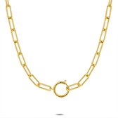 Twice As Nice Halsketting in goudkleurig edelstaal, ovale schakels, ring  40 cm
