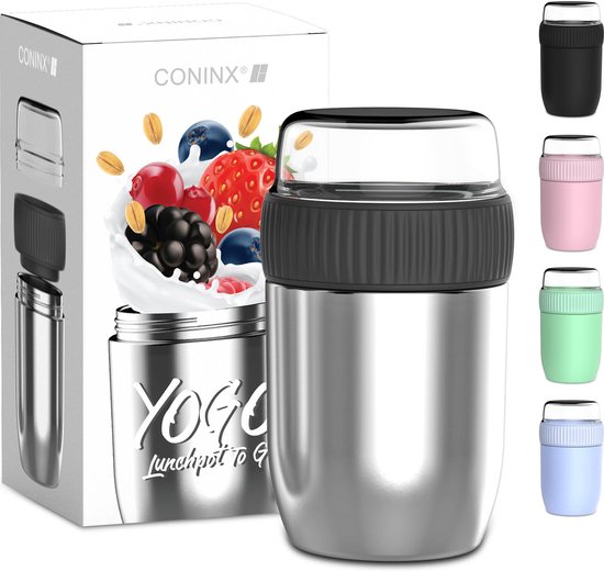 Coninx Thermos Lunchbox Muesli beker to go Yoghurtbeker to go Mueslibeker 840ml...