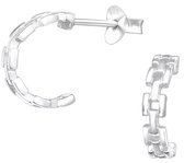 Joy|S - Zilveren blokjes oorbellen - oorringen stud - 3 mm/ 11 mm - schakel