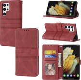 Samsung Galaxy S22 Ultra Telefoonhoesje | PU Leren Bookcase | Pasjeshouder | Tas | Rood