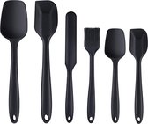 Keukengerei Zwart - Kookset - Kookgerei Set - 6 Stuks - Siliconen Materiaal - Kookset - Hittebestendig - Lepels - Spatel - Kwast - Bakken & Koken