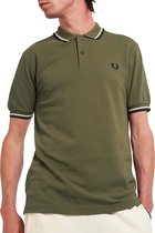 Fred Perry - Polo M3600 Army Groen - Slim-fit - Heren Poloshirt Maat L