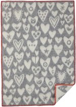 Wiegdeken lamswol Baby Heart grijs- 65x90cm