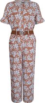 Indian Blue meiden korte mouwen jumpsuit Flower Amber Brown