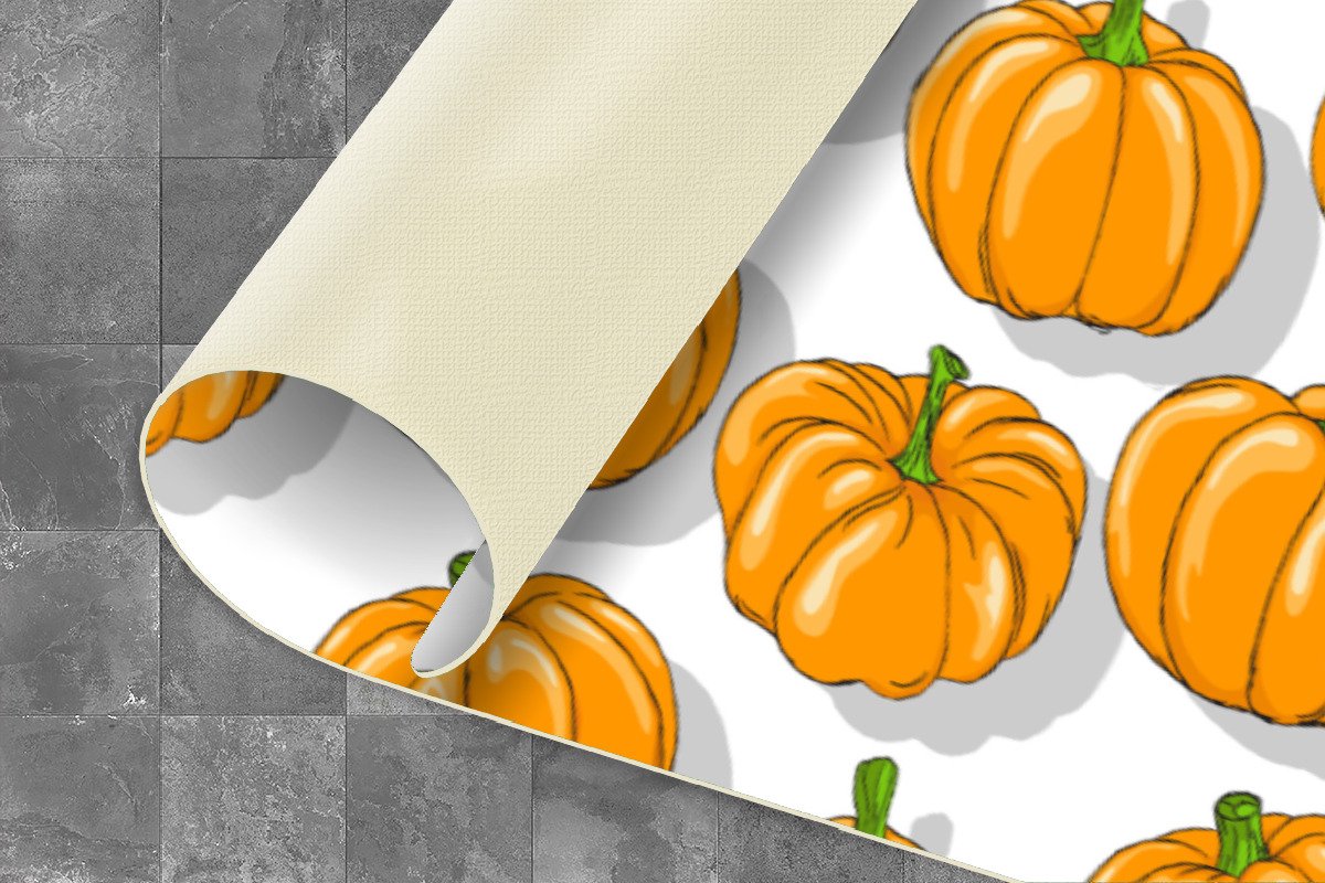 KitchenYeah Keukenloper - Loper keuken - Herfst - Pompoen - Patronen - 120x50 cm - Keukenloper vinyl Multicolor