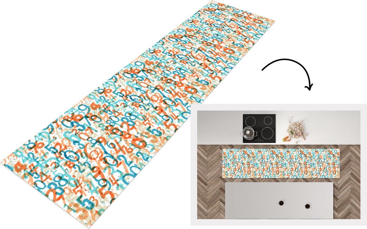 KitchenYeah Keukenloper - Loper keuken - Nummer - Cijfers - Patronen - Keukenloper vinyl multicolor, foto 3