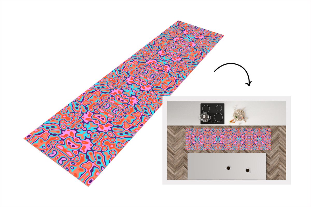 KitchenYeah Keukenloper - Loper keuken - Patronen - Lavalamp - Abstract - 240x60 cm - Keukenloper vinyl Multicolor