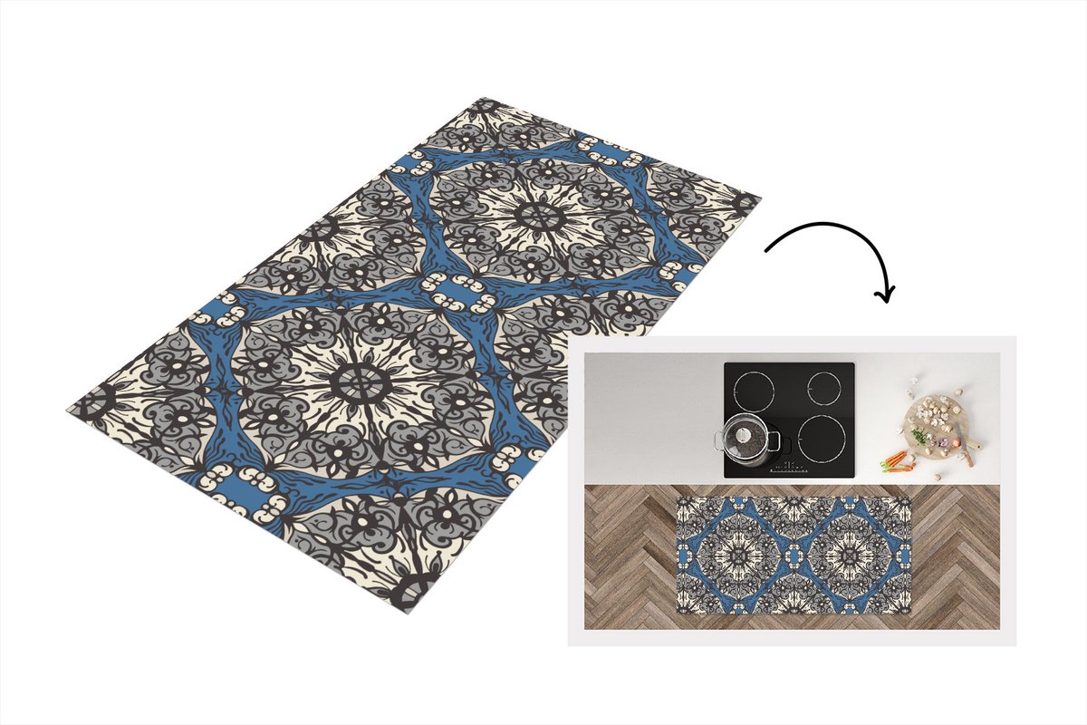 KitchenYeah Keukenloper - Loper keuken - Mandala - Patronen - Vintage - 120x60 cm - Keukenloper vinyl Multicolor