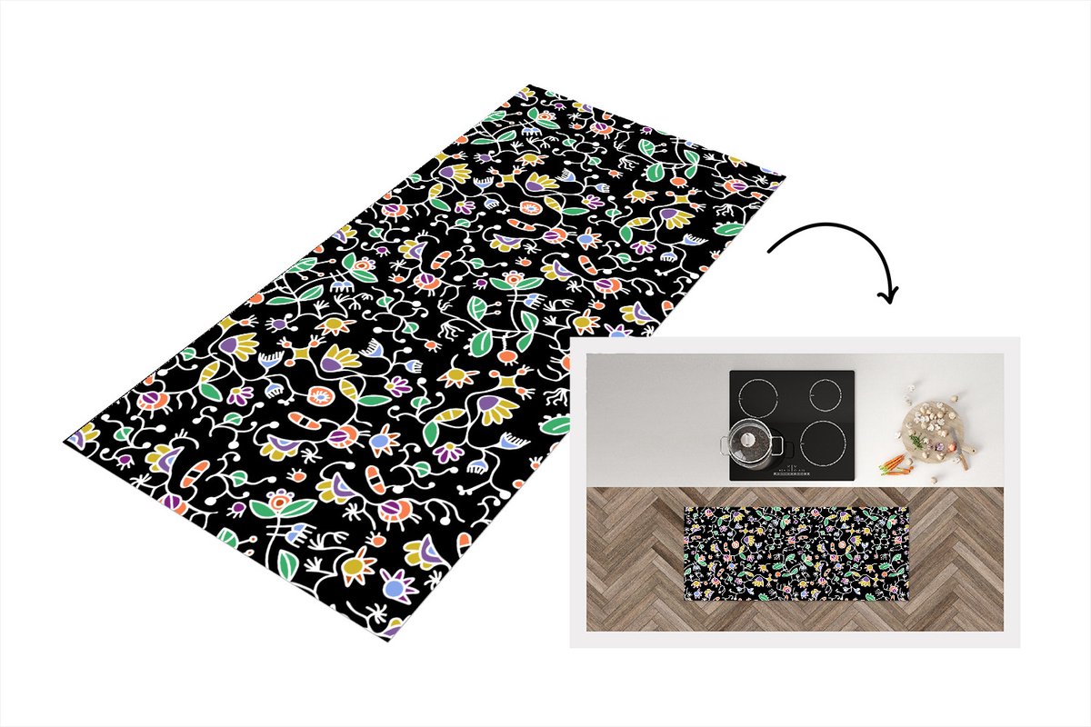 KitchenYeah Keukenloper - Loper keuken - Patronen - Bloemen - Lente - 120x50 cm - Keukenloper vinyl Multicolor